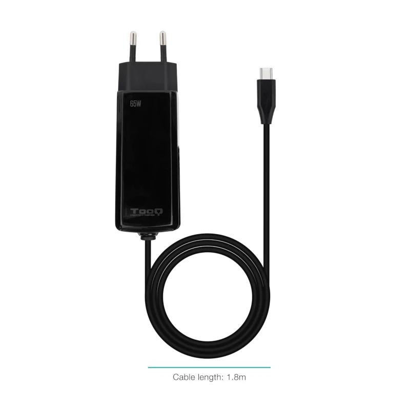 Tooq Cargador portátil GAN USB-C PD 65W Cúbico