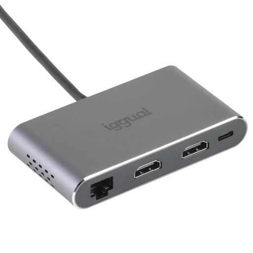 [8435364319222] iggual Hub C 8 en 1 2xHDMI 2xUSB 2xSD RJ45 PD100W