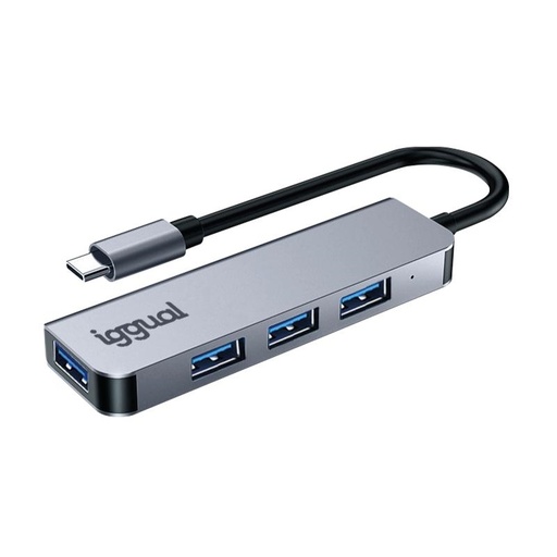 [8435364319239] iggual Hub USB 3.0 tipo C x 4 puertos USB-A 3.0