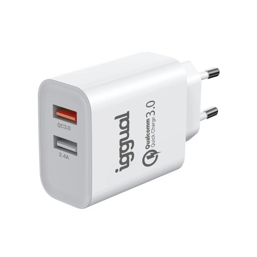 [8435364317389] iggual Cargador doble 2xUSB carga rápida QC3.0 30W