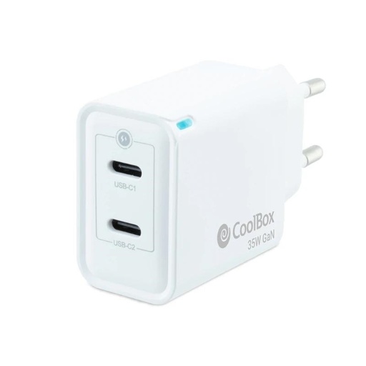 [8437012429956] Coolbox Cargador Gan 35W USB-C/USB-C PARED