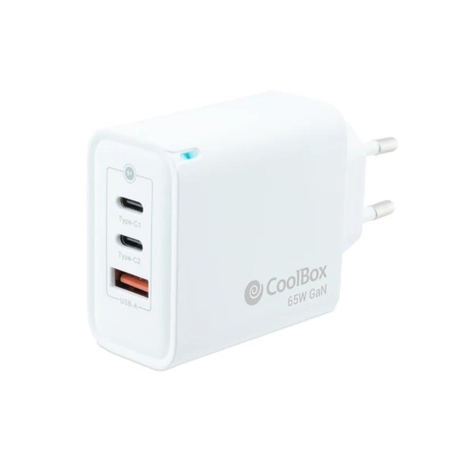[8437012429970] Coolbox Cargador Pared GAN 65W USB-C/USB-C/USB-A