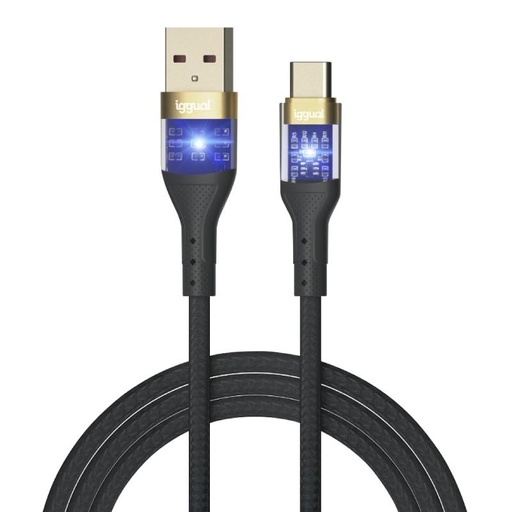 [8435364319994] iggual Cable USB-A a tipo C 3A 100 cm trenzado LED