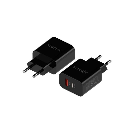 [8436574708103] Aisens Cargador 20W USB-C PD3.0 USB-A QC3.0 Negro
