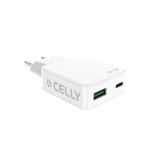 [8021735220909] Celly Cargador  1 Usb-C 1 Usb- A 45w
