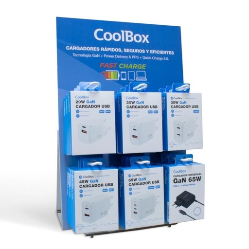 [8436624421006] COOLBOX PACK 18 CARGADORES GAN + EXPOSITOR