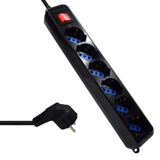 [8032958188150] Ewent EW3924 Regleta 6 tomas con proteccion Negro