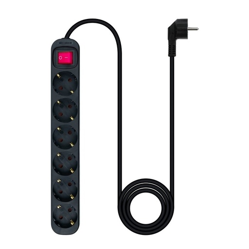 [8433281010192] Nanocable Regleta 6 tomas con interruptor Negro
