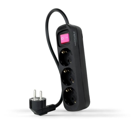 [8433281014008] Nanocable Regleta 3 Tomas Interruptor Negro