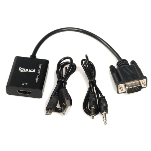 [8435364317297] iggual Adaptador VGA a HDMI + audio + microUSB