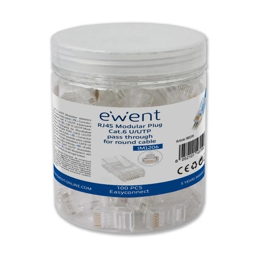 [8052101431506] EWENT EASYCONNECT MODULAR CAT 6 U/UTP, 100pcs