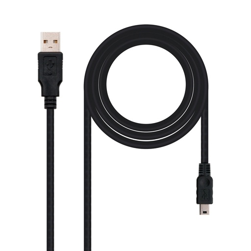 [2528102016272] Nanocable Cable USB 2.0, A/M-Mini B/M, negro, 0.5m