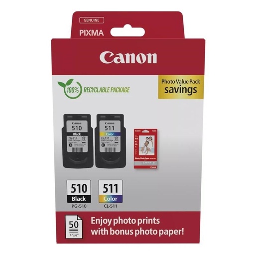 [8714574679648] Canon Cartucho MultiPack PG-510/CL511+papel