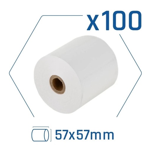 [2501092312395] Pack 100 rollos papel térmico sin BPA 57X57mm