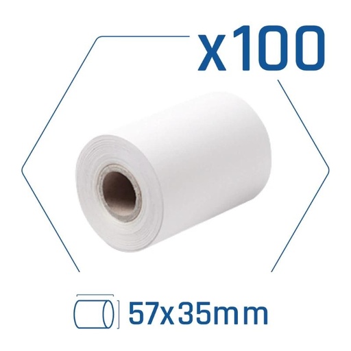 [2505062413235] Pack 100 rollos papel térmico datáfono 57x35 mm