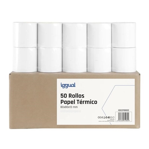 [8435364319802] iggual Caja 50 rollos papel térmico sin BPA 80x80