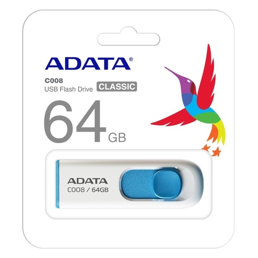 [4713435791462] ADATA Lapiz Usb C008 64GB USB 2.0 Blanco/Azul