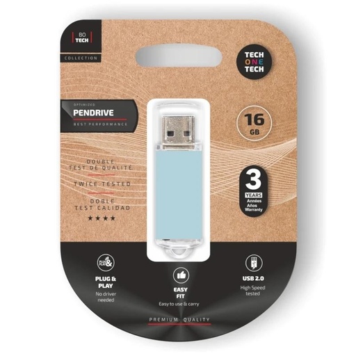 [8436546593898] TECH ONE TECH Basic Pendrive 16Gb USB 2.0 Blue